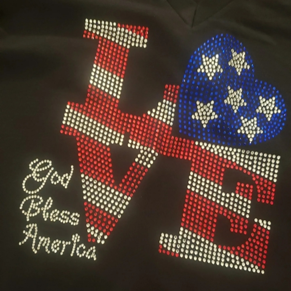 Bling T-shirt - God Bless the Red White and Blue USA